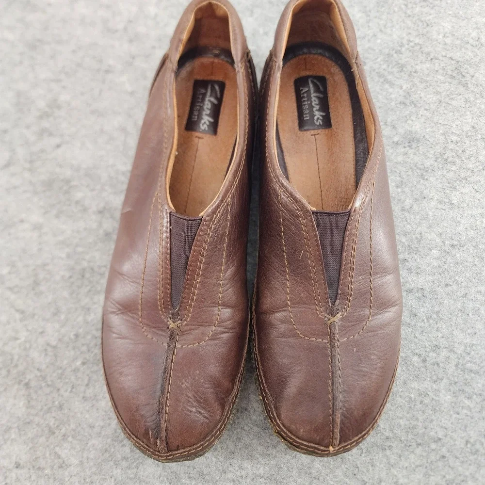 Clarks Artisan Brown Leather Slip On Comfort Loafers Womens 9.5M 84473